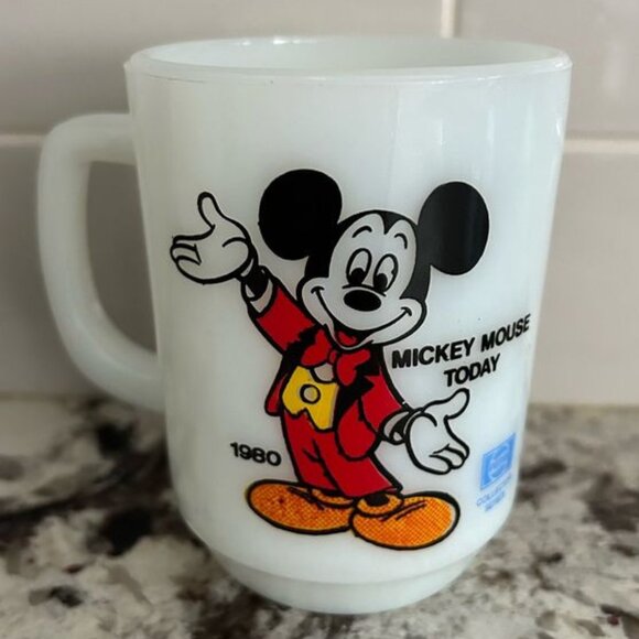 Vintage Mickey Mouse Milk Glass Mug 1980's Pepsi Collector Series - Picture 1 of 7